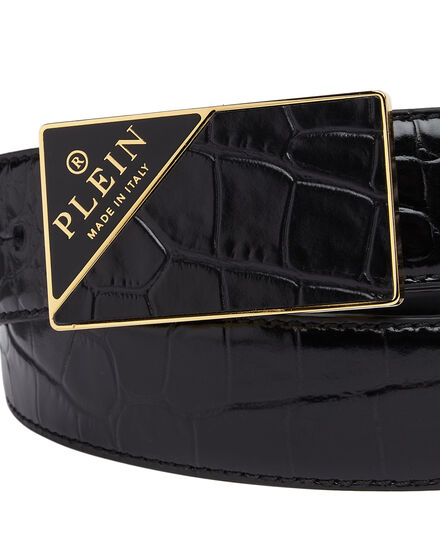 ST Crocco Leather Belt Hexagon
