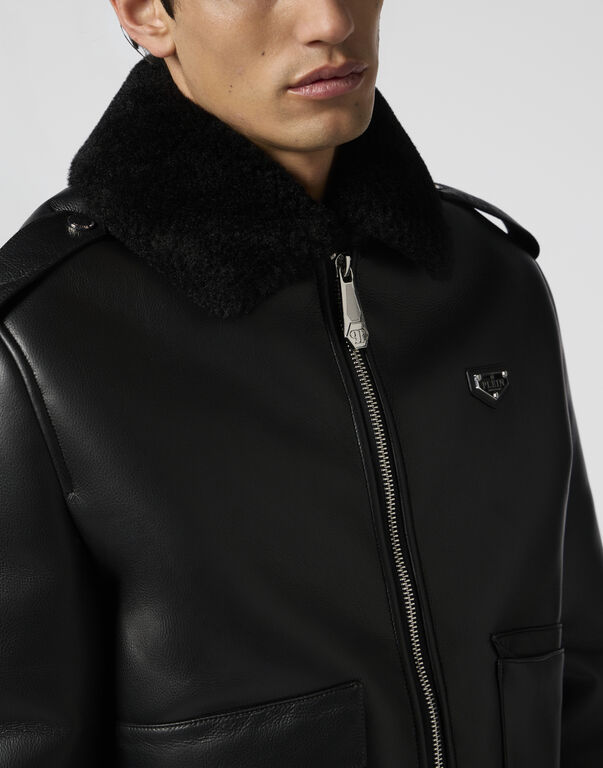 Eco Shearling Aviator Jacket