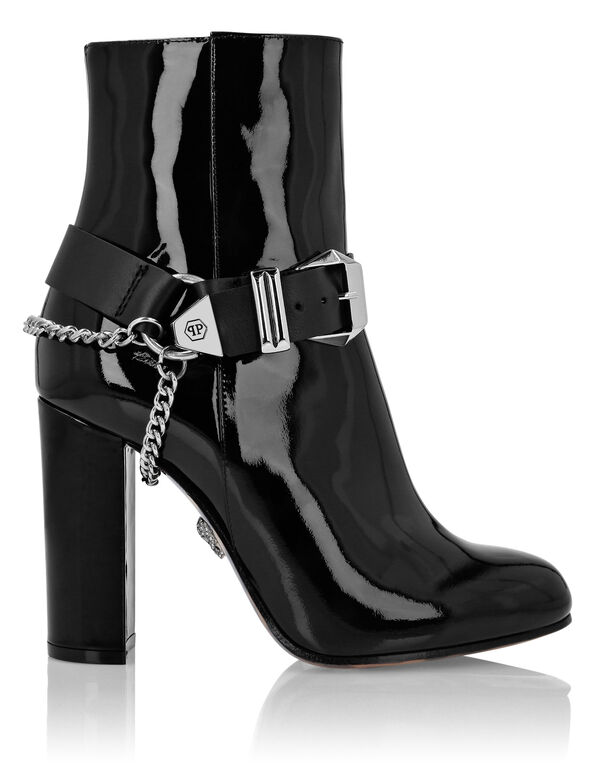 Patent Leather Boots Lo-Heels High Iconic Plein