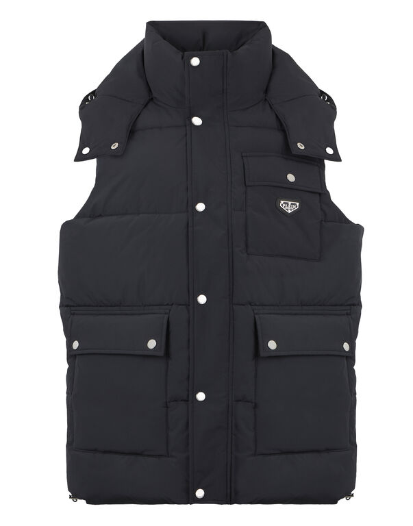 Nylon Puffer Vest Gothic Plein