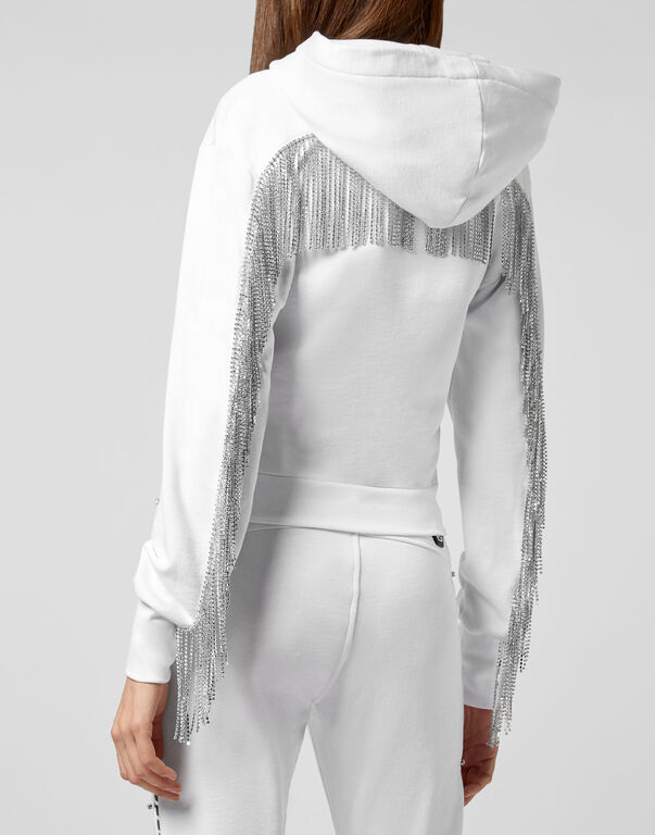 Hoodie Sweatjacket Crystal Fringe