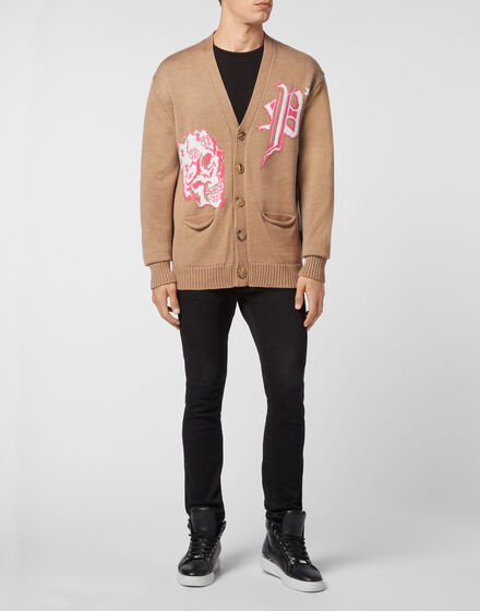 Merino wool Cardigan Short Jacquard Skull Merino wool Cardigan Short Jacquard Skull