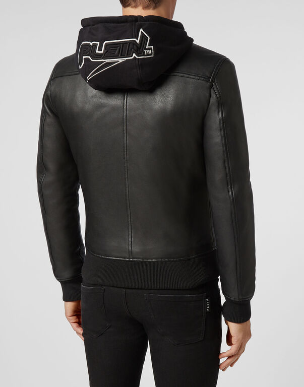 Leather Bomber Space Plein