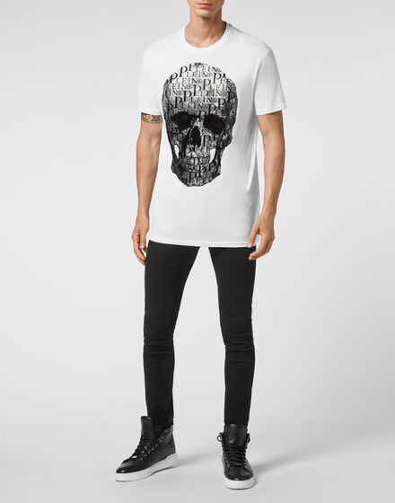 T-shirt Round Neck SS Skull and Plein with Crystals