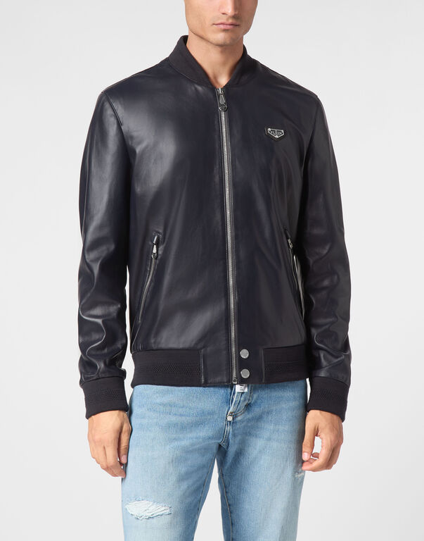 Leather Bomber LS Iconic Plein