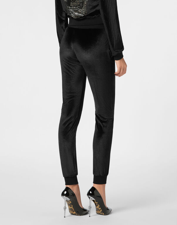 Chenille Jogging Trousers Strass Skull