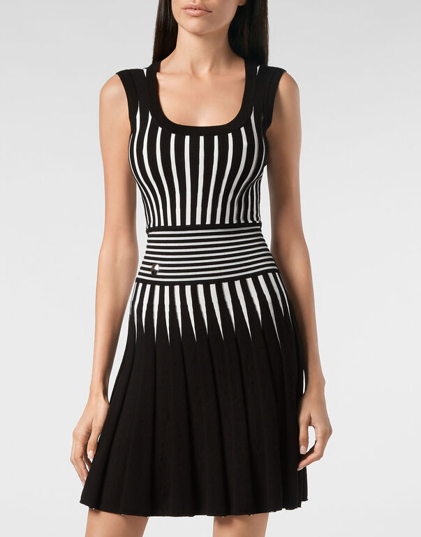 Knit Dress Intarsia Stripes