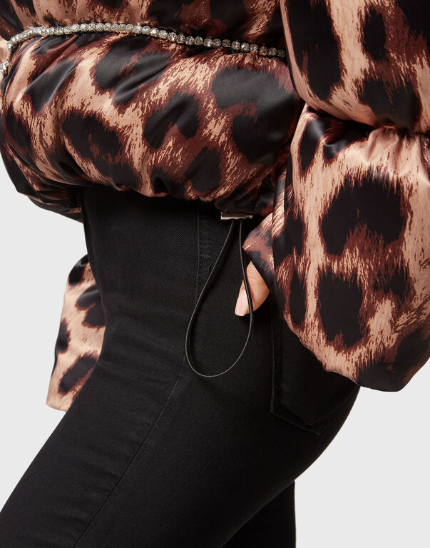 Nylon Oversized Down Jacket Leopard