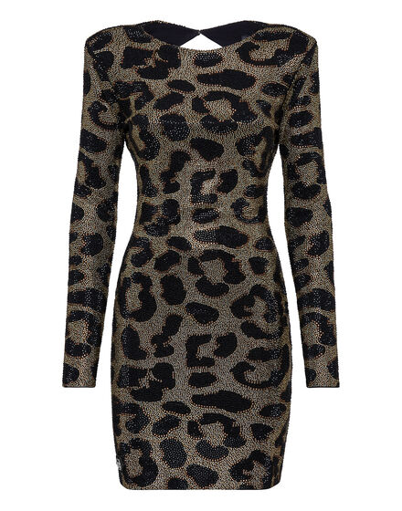Short Dress Full of stones Leopard