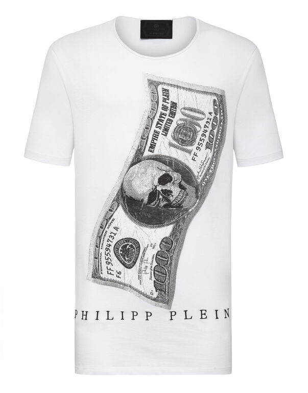 T-shirt Black Cut Round Neck Dollar