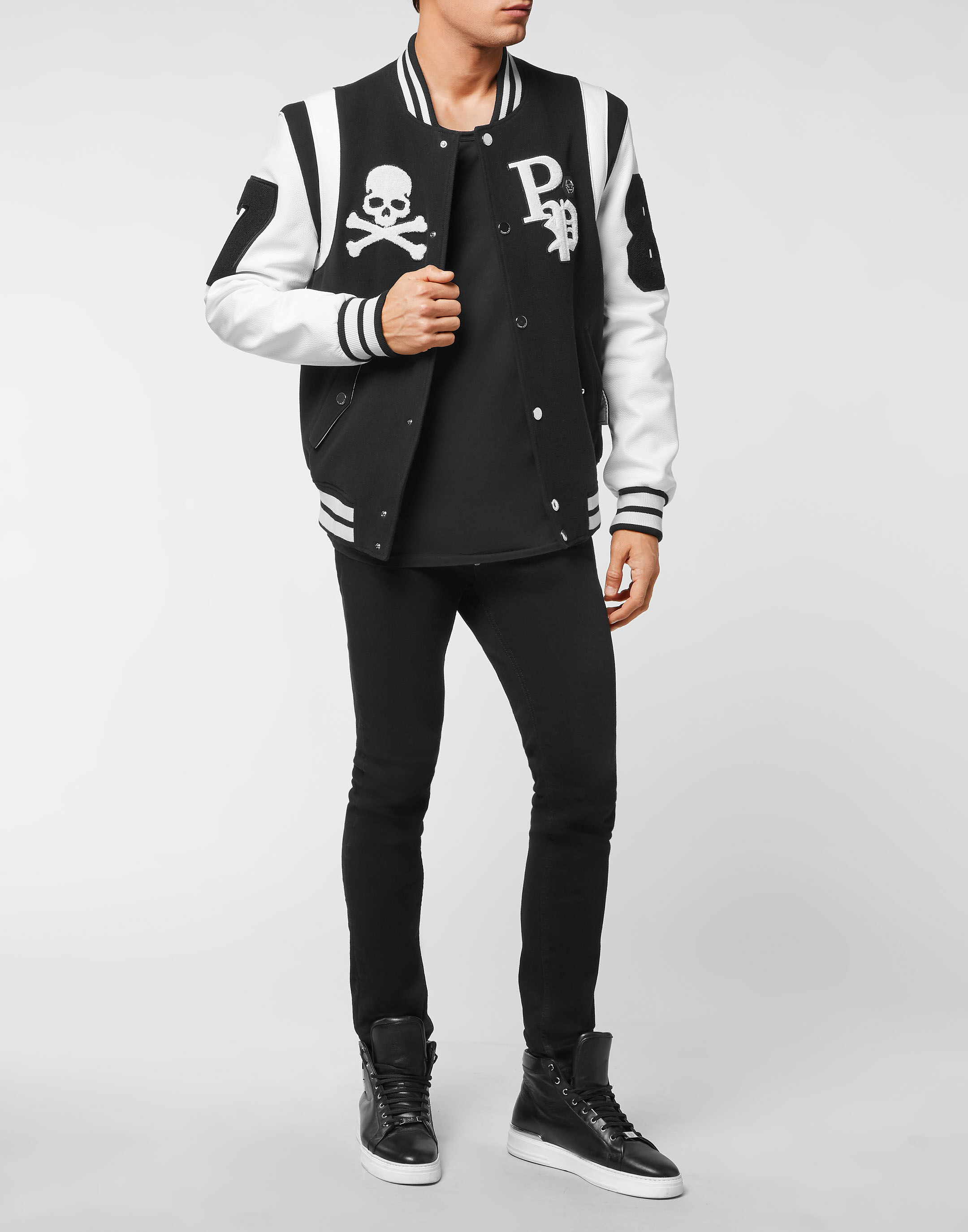 Leather college jacket store