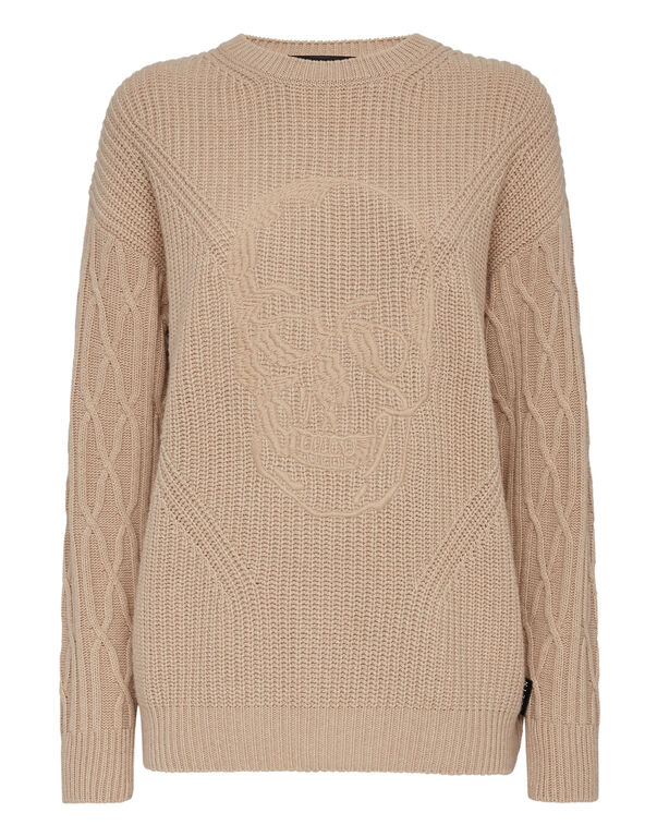 Cashmere 5 Pullover Round Neck LS Skull