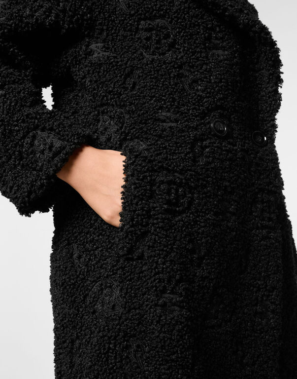Eco Fur Coat Embroidery Monogram