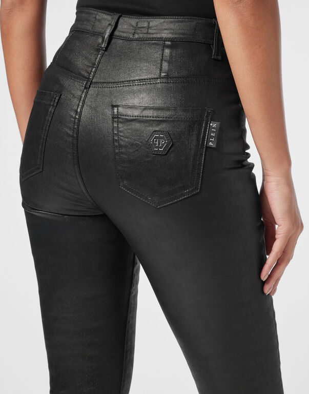 Coated Denim Super High Waist Jeggings
