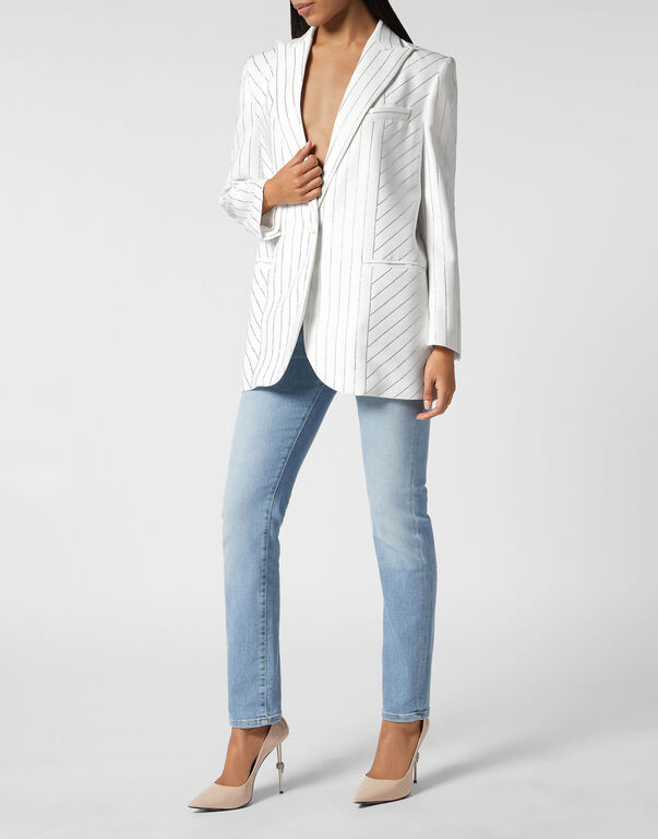 Cady Blazer Crystal Pinstripe