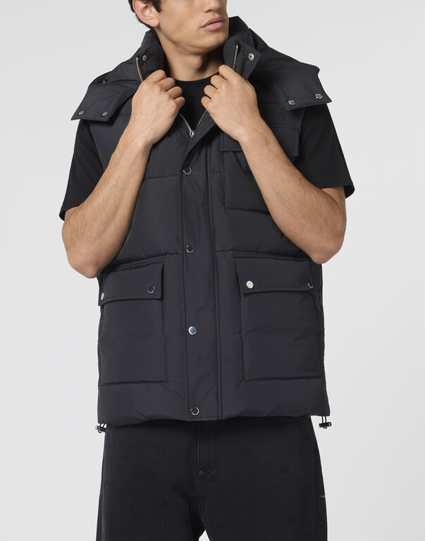 Nylon Puffer Vest Gothic Plein