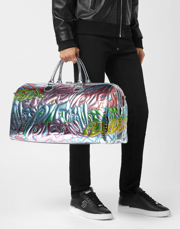 Mirror Leather Handle Bag Bombing Graffiti