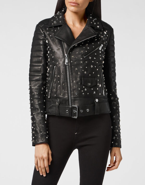 Leather Biker oversize stars Studs