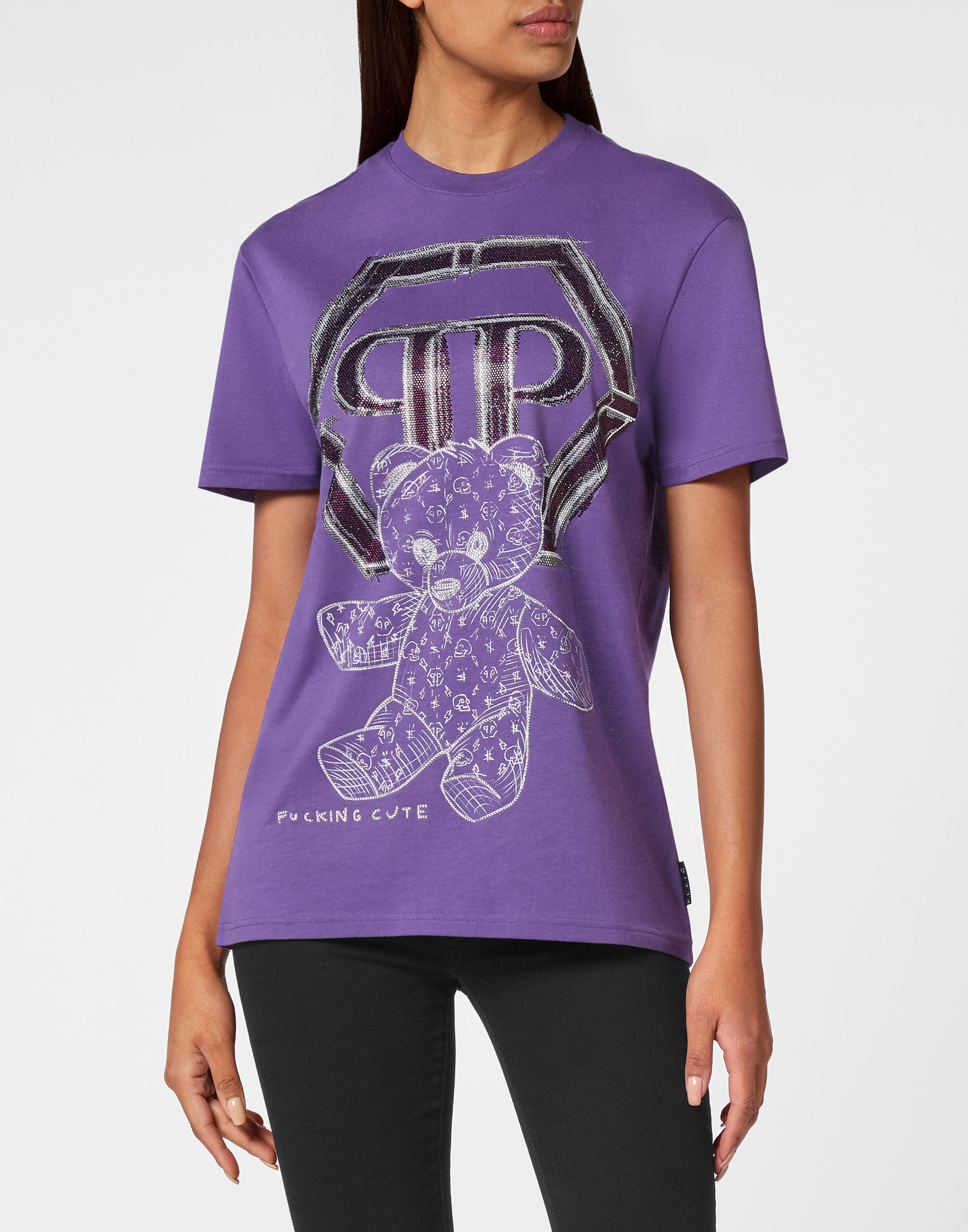 T-shirt Round Neck SS Man Fit Teddy Bear with Crystals