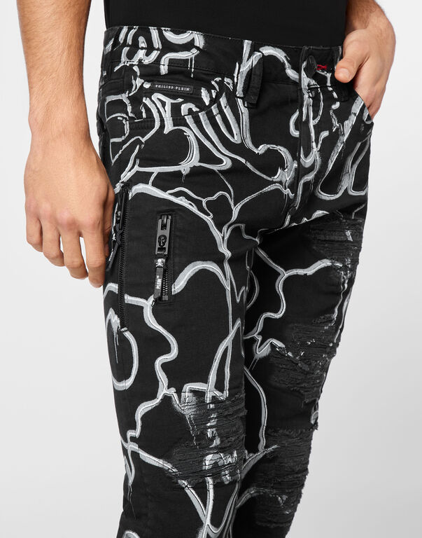 Denim Trousers Super Straight Cut Fit Skull&Bones