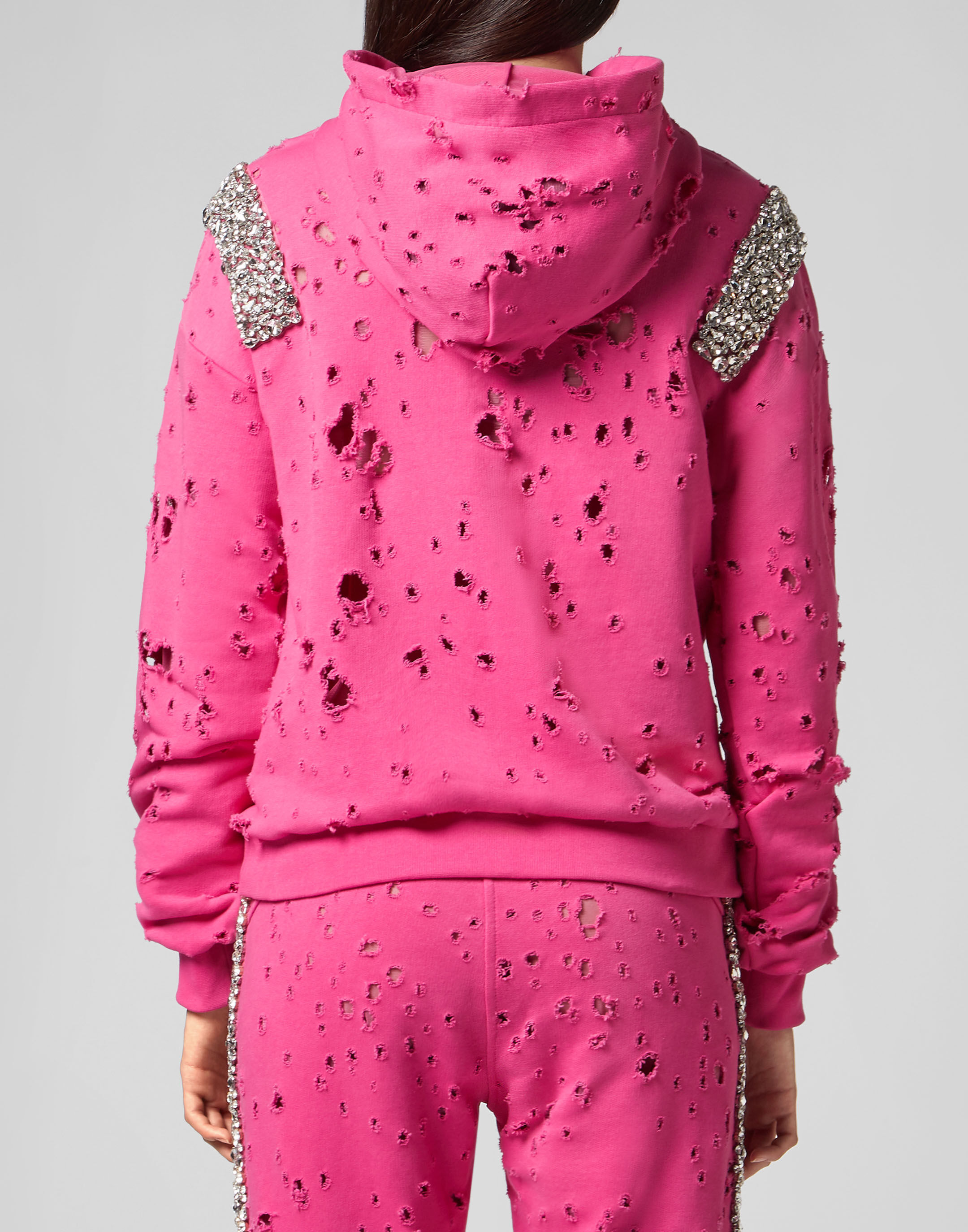 Pink top glitter hoodie