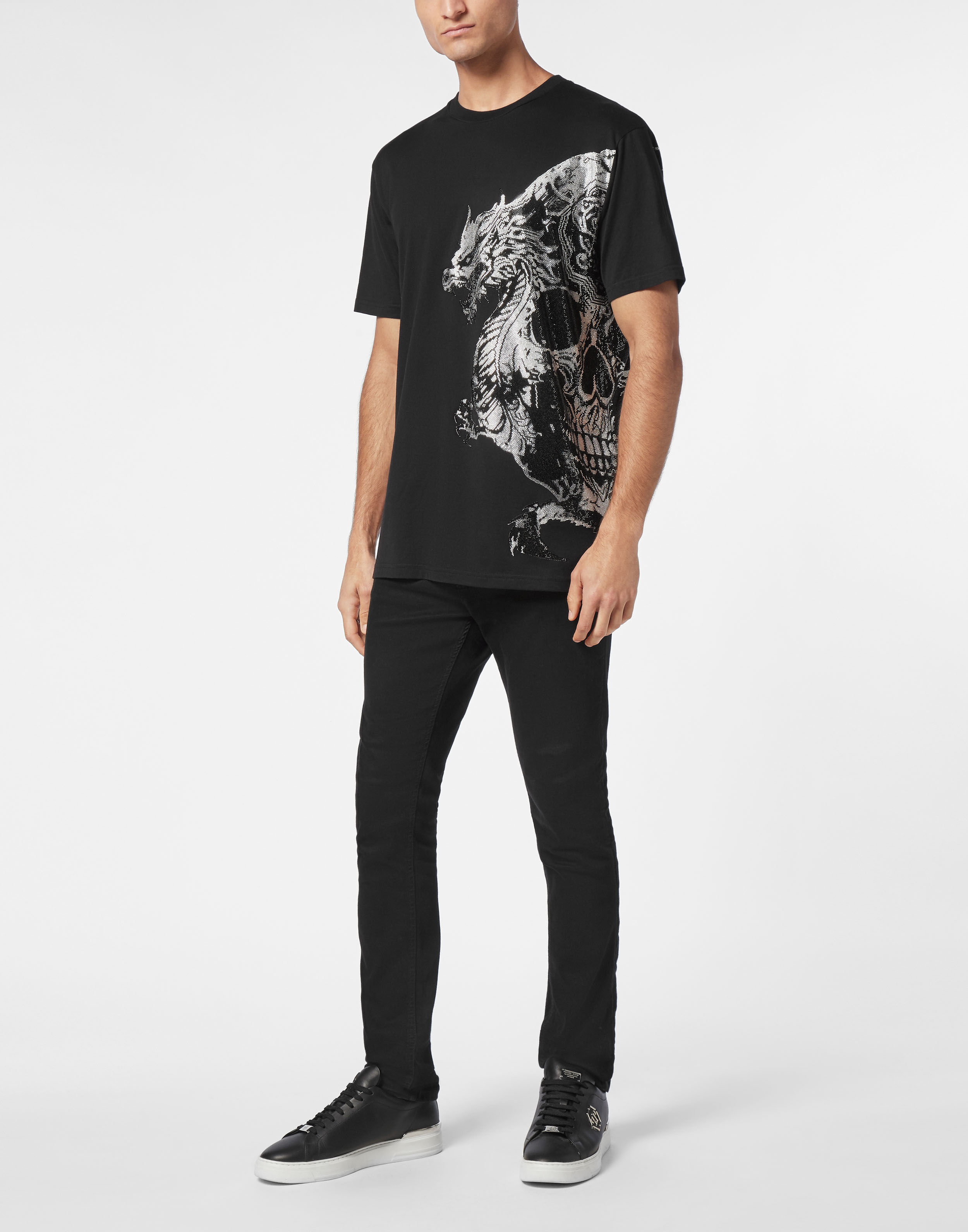 T-shirt Round Neck SS Dragon Skull strass | Philipp Plein Outlet