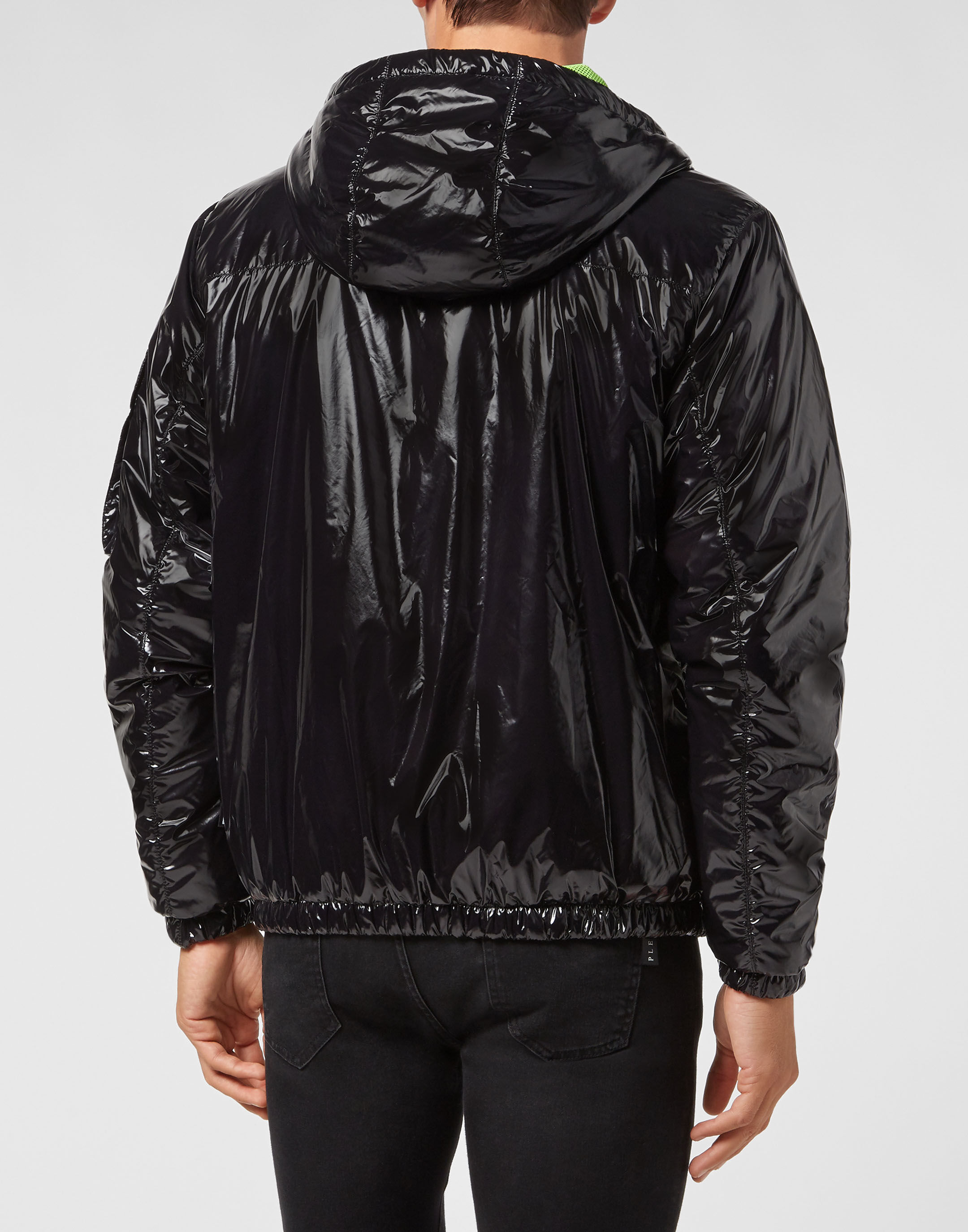 Black sales nylon windbreaker