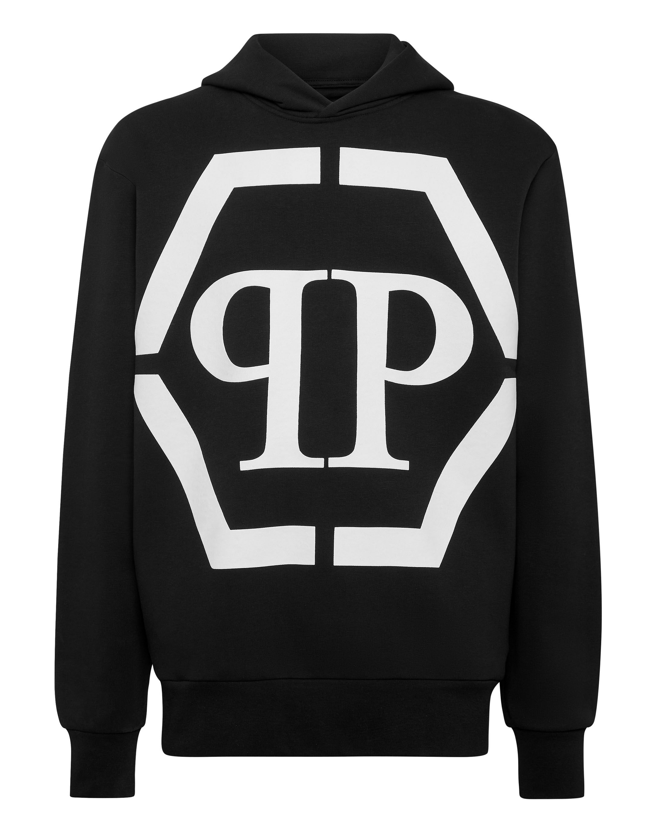 パーカー・フーディ Philipp Plein Black Cotton Sweatshirt With Iconic Hexagonal Hoodie sweatshirt Hexagon | Philipp Plein Outlet