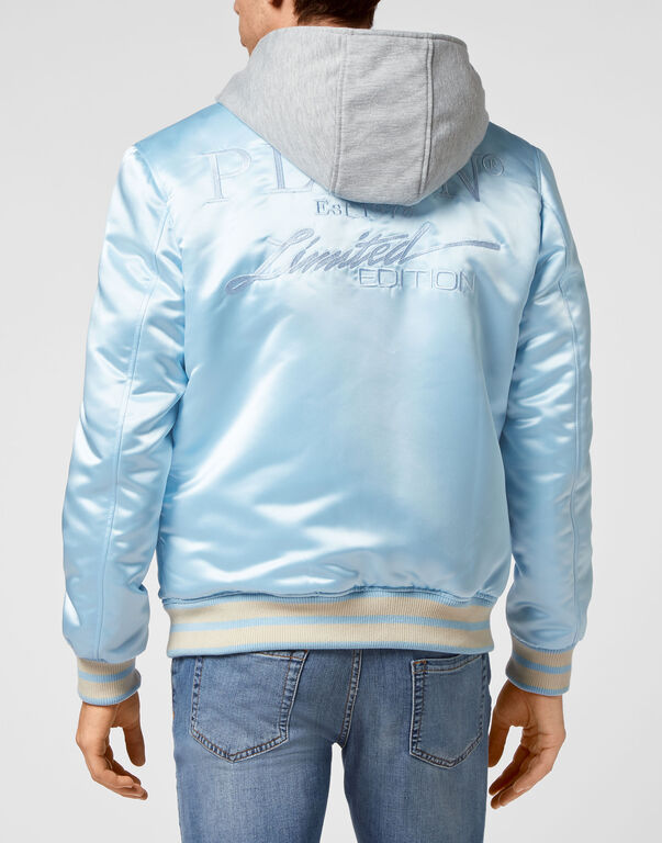 Satin Hoodie College Bomber Iconic Plein