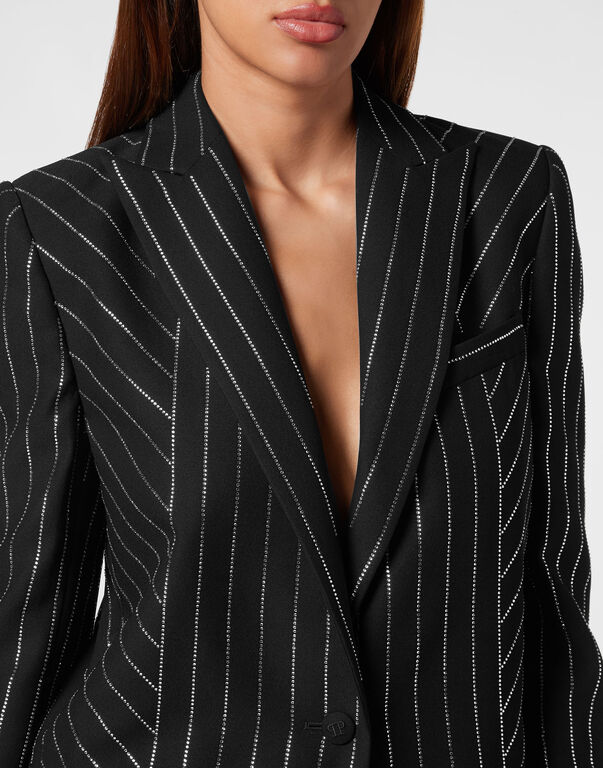 Cady Blazer Crystal Pinstripe