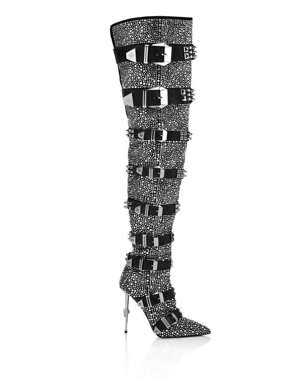 Suede bootie high heels Crystal