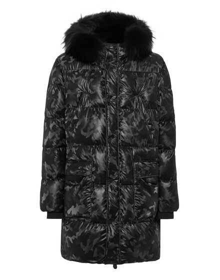 Nylon Parka With Fur Details