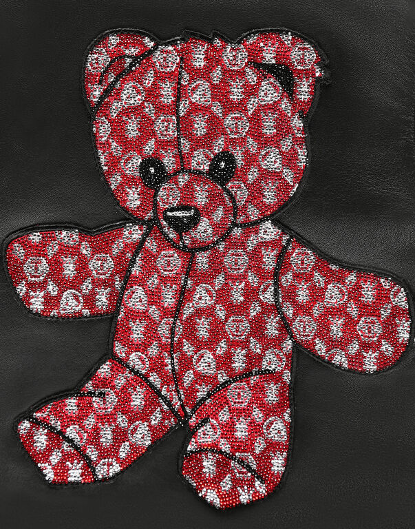Leather Bomber Monogram Teddy Bear
