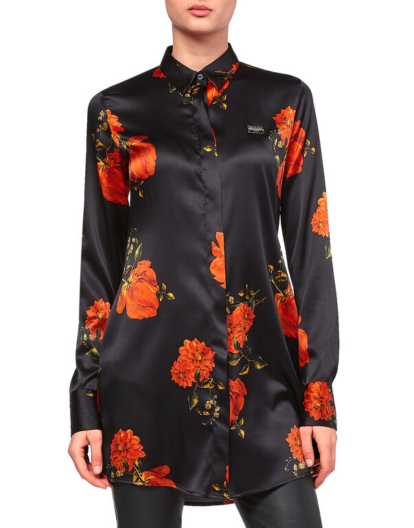 Shirt "Black And Roses" - Slim Fit