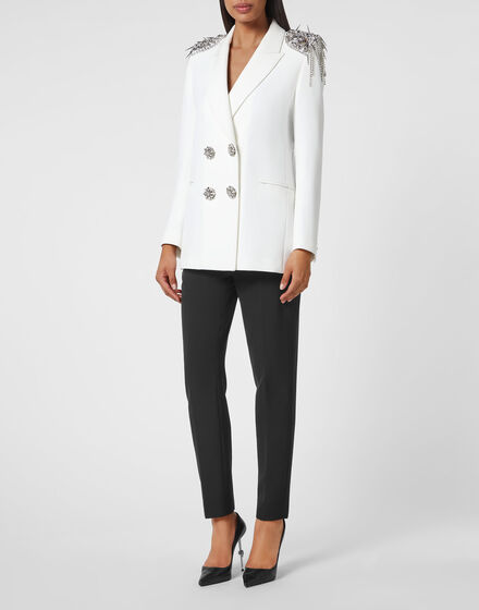 Double-Breasted Blazer with Crystals