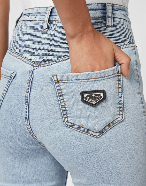Denim  High Waist Biker Iconic Plein Denim  High Waist Biker Iconic Plein