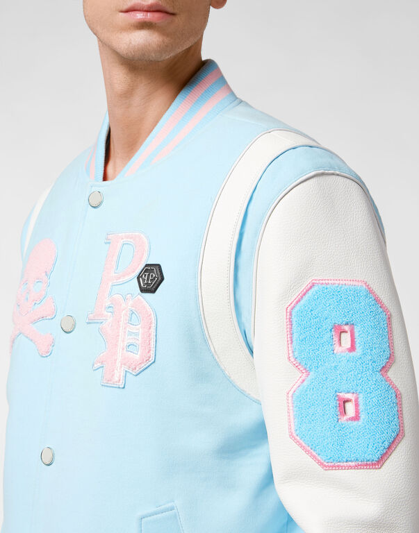 College Jacket Deer Leather Sleeves Patches