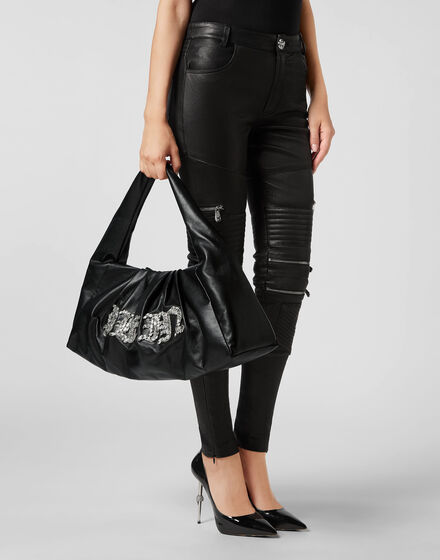Leather Large Shoulder Bag Gothic Plein