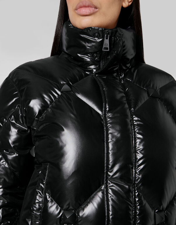 Short Puffer Jacket Nylon Rubber Matt