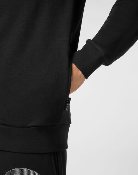 Zipped Hoodie Sweatshirt Skull strass