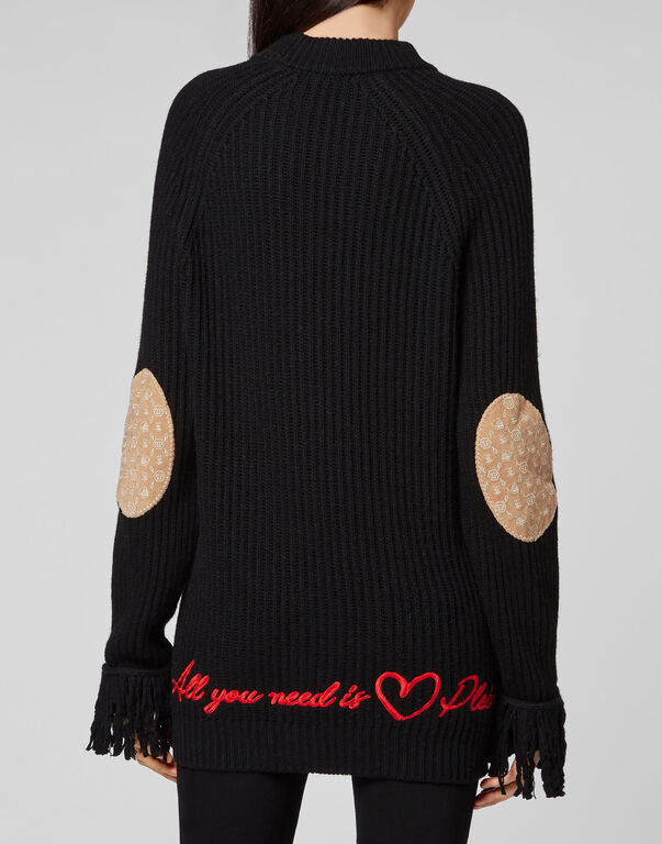 Cashmere 5 leisurewear Turtle Neck LS Embroidery Love Plein