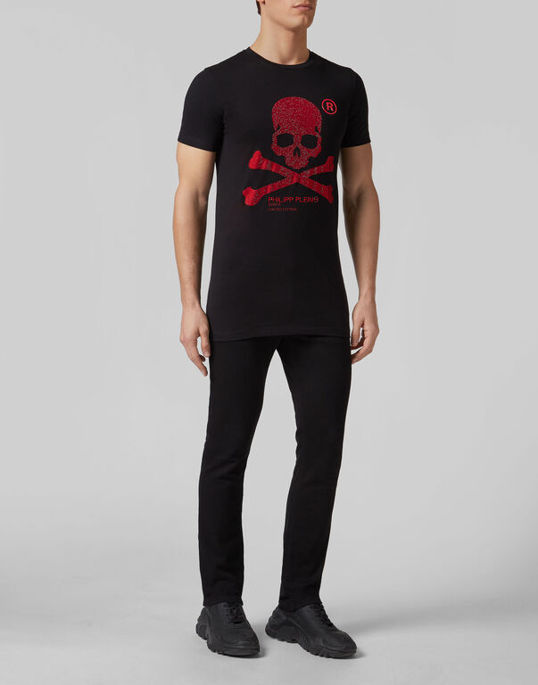 T-shirt Black Cut Round Neck Skull