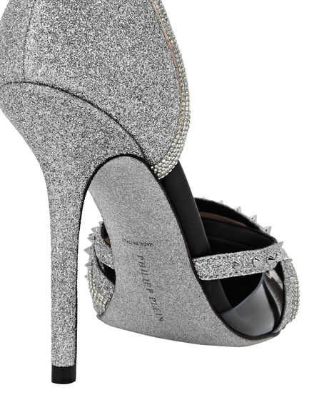 Glitter & Suede Decollete Pumps