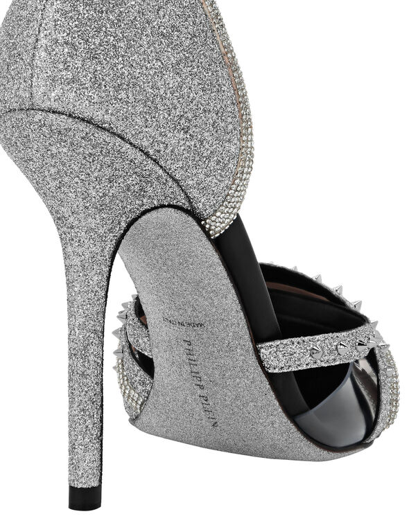 Glitter & Suede Decollete Pumps