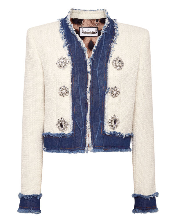 Tweed Denim Bolero Jacket
