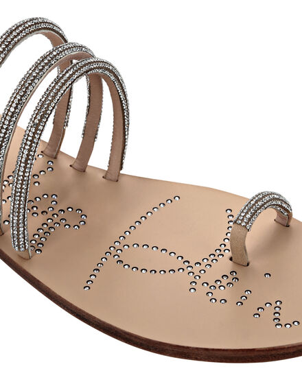 Suede Sandals Flat Crystal