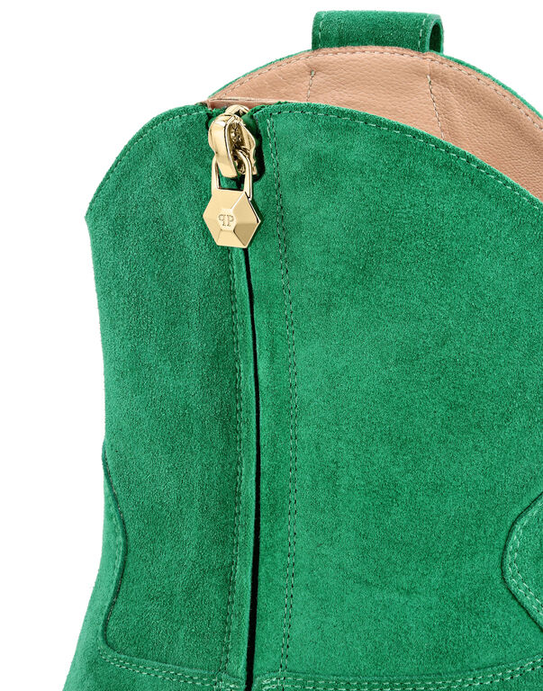 Suede Boots Mid Heels Cowboy Suede Boots Mid Heels Cowboy