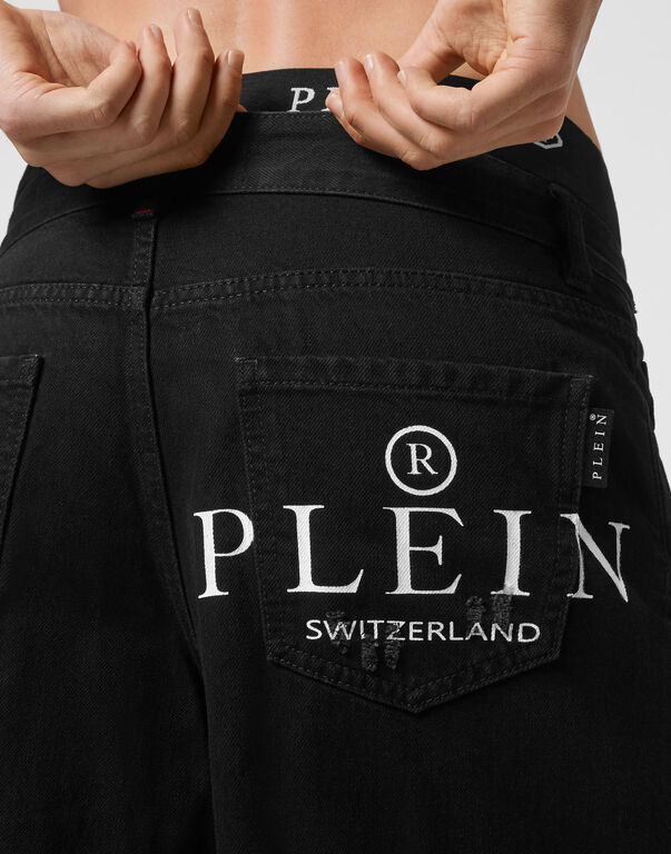 Denim Capri Shorts Iconic Plein