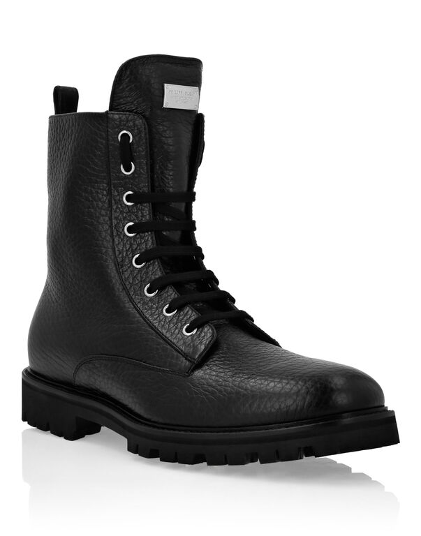 Leather Boots Low Flat stars Studs | Philipp Plein Outlet