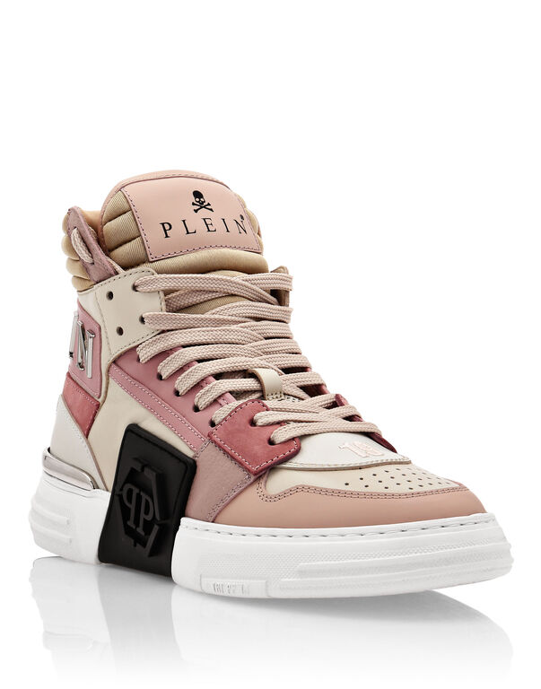 Leather Hi-Top Sneakers Mix Leather Hexagon